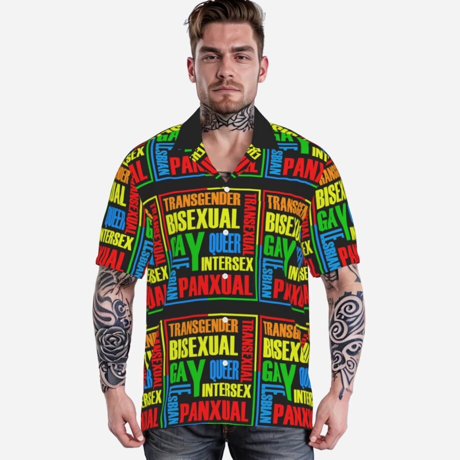LGBTQAI Print Mens Shirt Lapel Oversized