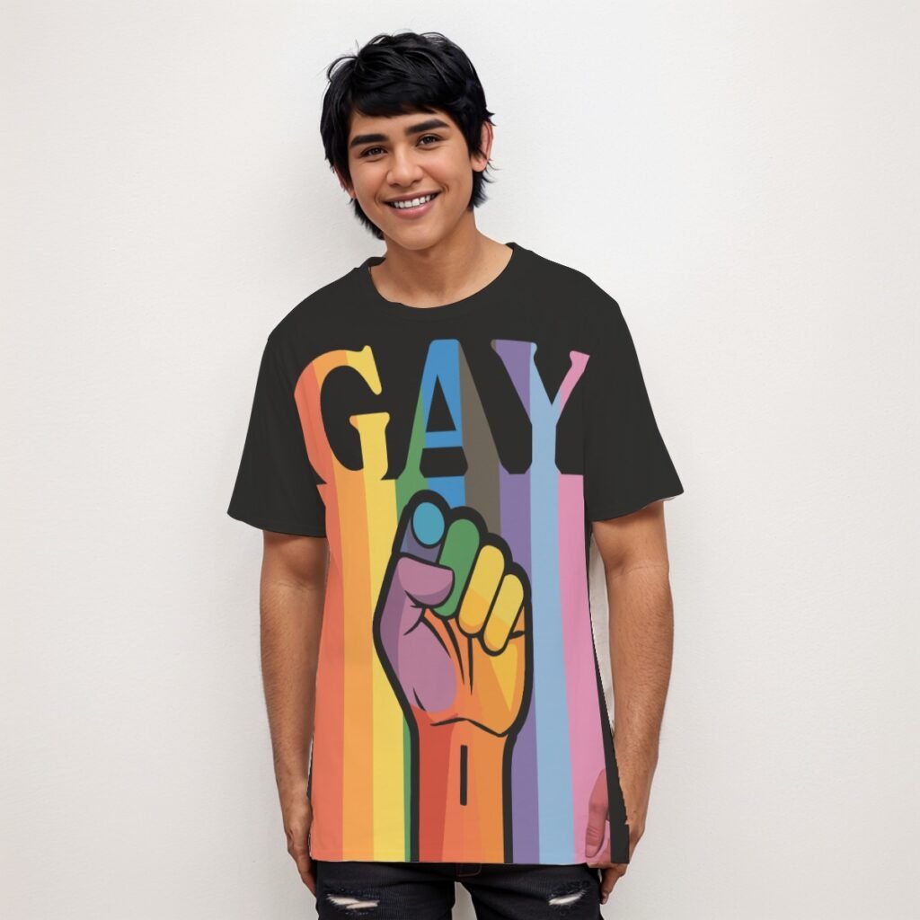 Gay Power Print Mens O Neck T Shirt | 190GSM Cotton