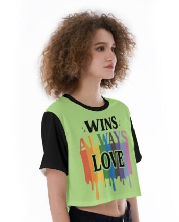 Love Always Wins Print Cropped T Shirt