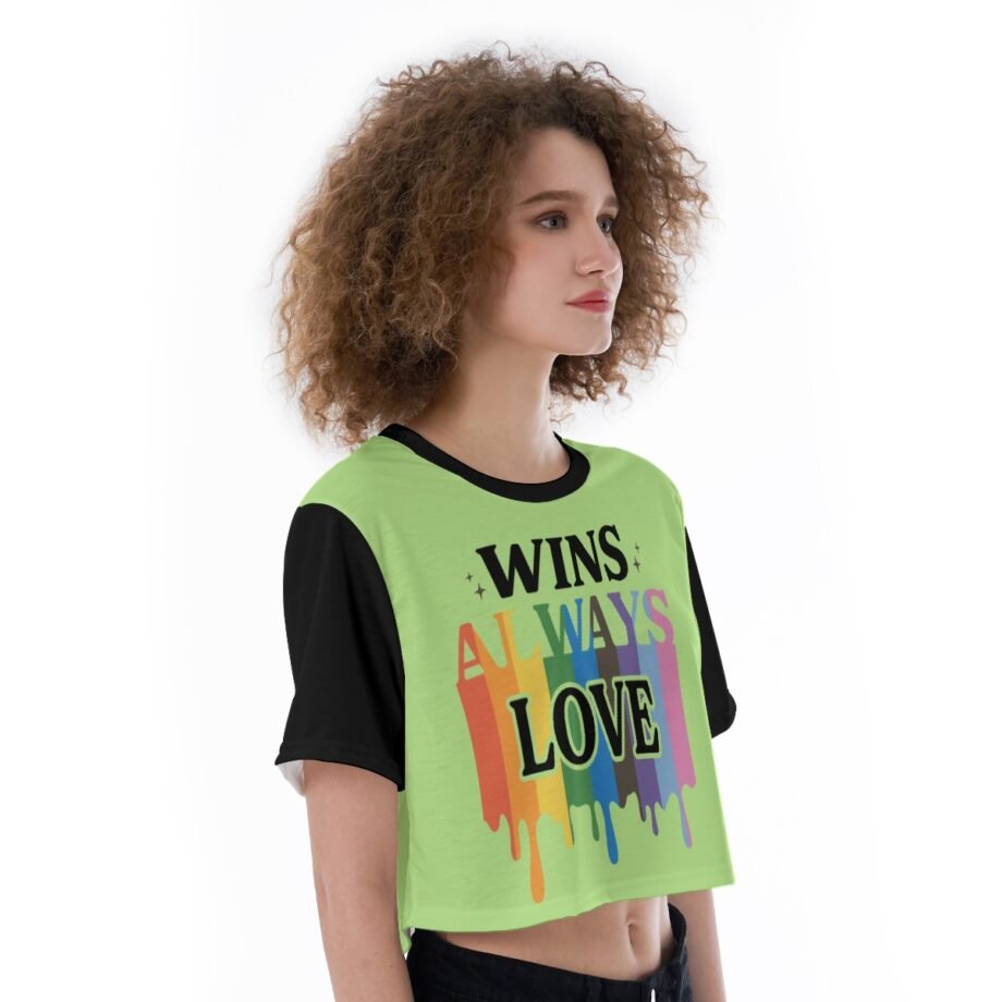 Love Always Wins Print Cropped T Shirt