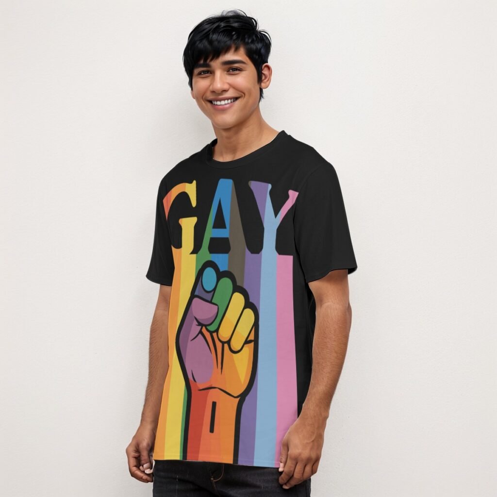 Gay Power Print Mens O Neck T Shirt | 190GSM Cotton
