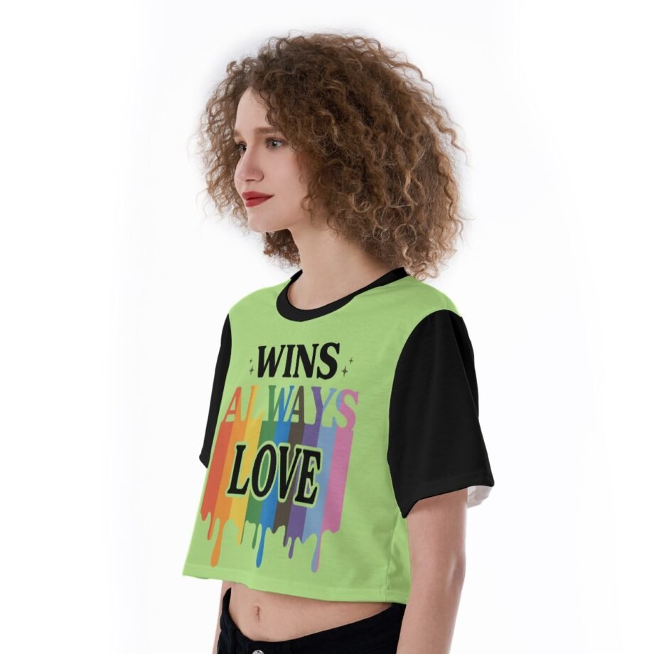 Love Always Wins Print Cropped T Shirt